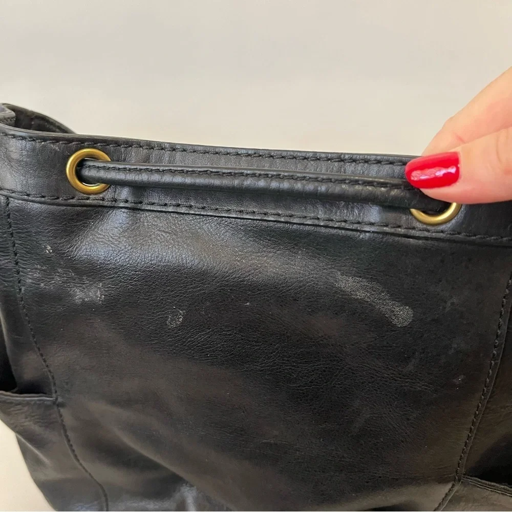 Fossil Black Leather Bucket Bag